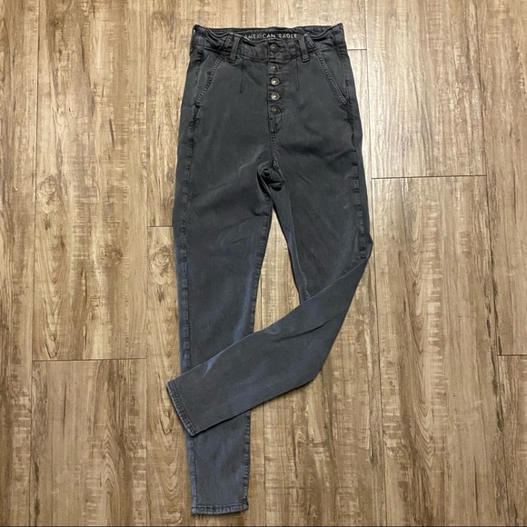 High Waisted Button Up American Eagle Skinny Jeans - Picture 3 of 7